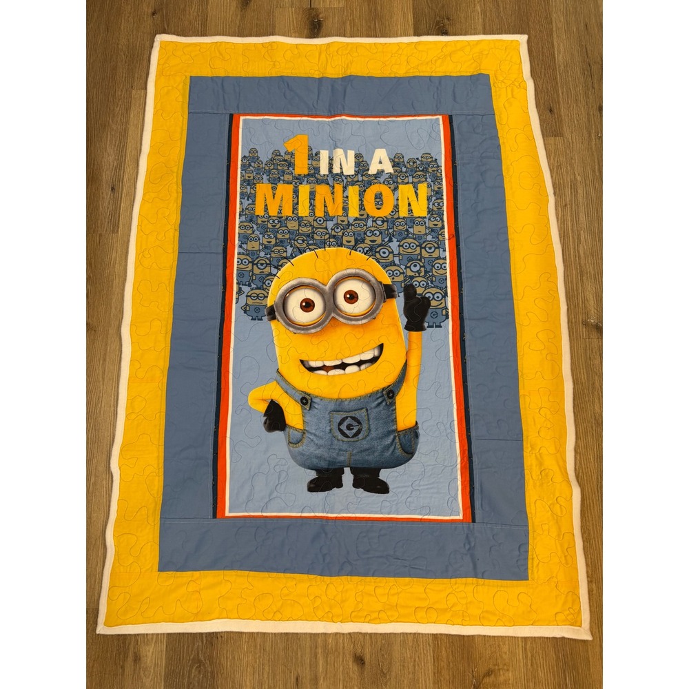 Despicable Me 1 In A Minion Quilted Throw Blanket Kids Blue Yellow Handmade